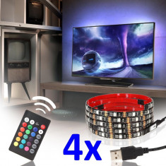 Kit Banda LED SMART4 TV 24-39 pentru Iluminare Ambientala Fundal RGB in Spatele Televizorului Backlight cu Telecomanda foto