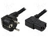Cablu alimentare AC, 2m, 3 fire, culoare negru, CEE 7/7 (E/F) &amp;#351;tecar in unghi, IEC C13 mama 90&deg;, LOGILINK - CP103
