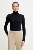 Morgan pulover culoarea bleumarin, light, cu guler, MENTHYO