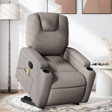 VidaXL Fotoliu rabatabil de masaj cu ridicare, gri taupe, textil