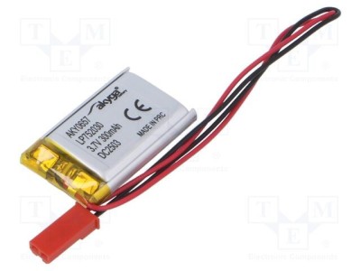 Acumul: Li-Po 3,7V 300mAh cabluri,contector JST SYP-02T-1 foto