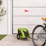 VidaXL Remorcă de bicicletă animale companie, verde textil oxford/fier