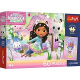 Puzzle trefl 60 premium plus kids gabby si aventurile pisicii cu poster