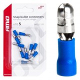 Set 10 Conectori Cablaje 5mm 1.5-2.5mm&sup2; 15A, Izolat PVC Albastru, Sertizare, Tata, 16-14AWG