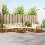 vidaXL Set de canapele de exterior cu pernă 6 pcs Natural și Crem 3373005