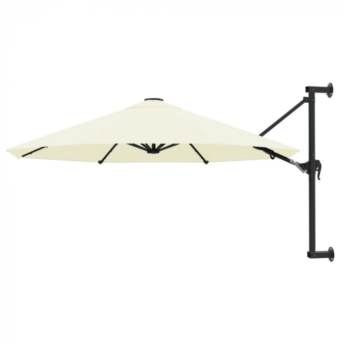 vidaXL Umbrelă soare, montaj pe perete, st&acirc;lp metalic, 300 cm, nisipiu