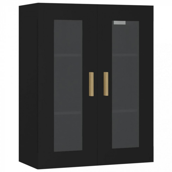 Dulap de perete suspendat, negru, 69,5x34x90 cm