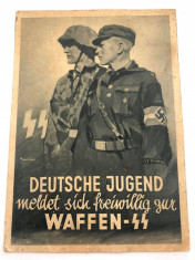 PROPAGANDA CARTE POSTALA WW II Deutsche Jugend meldet sich freiwillig zur Waffen foto