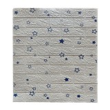 Set 10 Placi de Tapet, Autoadezive, 70 x 77 cm, Suprafata Acoperita 5.3 mp, din PVC, Model Stelute Albastre, Alb