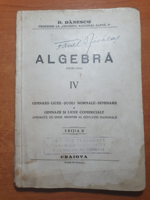 1944-manual de algebra pentru clasa a 4-a-gimnazii-licee-scoli normale-seminarii