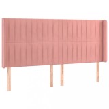 Cumpara ieftin Tablie de pat cu aripioare, roz, 183x16x118/128 cm, catifea