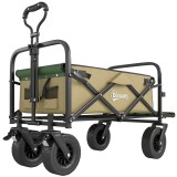 Outsunny Cărucior de Exterior Pliabil, Rezistent pentru Camping, cu Ușă &icirc;n Spate Deschidere și Maner Telescopic | Aosom Romania