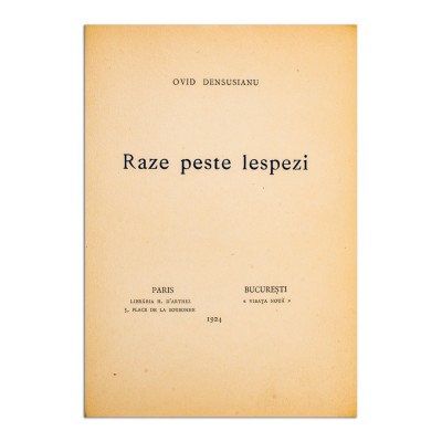 Ovid Densusianu, Raze peste lespezi, 1924, cu autograf foto