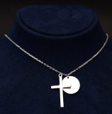 Colier din argint cu cruce si placuta Arg343, Argintboutique