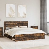 Cumpara ieftin Cadru de pat Stejar fumuriu 200 x 200 cm Lemn de pin masiv