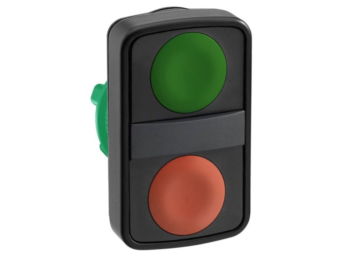 Comutator dublu 22mm roșu/verde plat