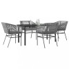Gossi set de sufragerie de gradina 5 piese sticla poliratan gri