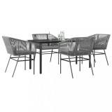 Gossi set de sufragerie de gradina 5 piese sticla poliratan gri