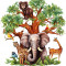 Sticker decorativ, Copacul cu Animale, Maro, 60 cm, 8218ST-4