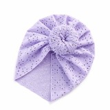 Caciulita lila tip turban cu model ajurat (Marime Disponibila: 3-6 luni)