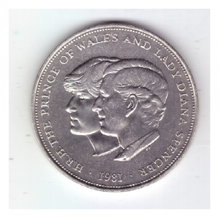 Moneda Marea Britanie 25 new pence 1981 Nunta regala, stare foarte buna