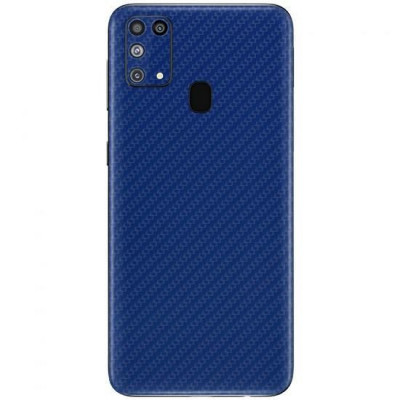 Set Folii Skin Acoperire 360 Compatibile cu Samsung Galaxy A21s (Set 2) - ApcGsm Wraps Carbon Blue foto