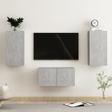 VidaXL Set de dulapuri TV, 3 piese, gri beton, lemn prelucrat