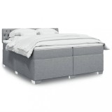 Cumpara ieftin Pat box spring cu saltea, gri deschis, 200x200 cm, textil