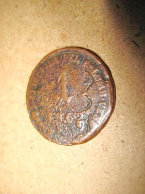 7773-Italia moneda veche 1 Spicciola Lombardia Venetia-1862 cupru 2cm. foto