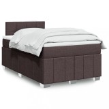 VidaXL Pat box spring cu saltea, maro &icirc;nchis, 120x190 cm, textil