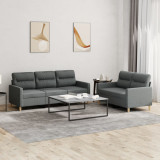 VidaXL Set de canapele cu perne, 2 piese, gri &icirc;nchis, textil 3201601