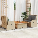 vidaXL Set mobilier de grădină cu perne, 3 piese, bej, poliratan