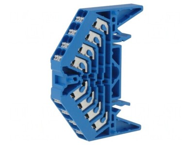 Conector Șine 4 Piste 16 Borne 1.5mm2 Albastru 10A foto