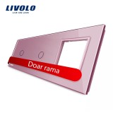 Cumpara ieftin Panou Livolo cu 2 &icirc;ntrerupatoare touch si priza, rama din sticla roz