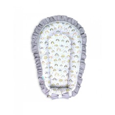 Baby Nest Premium din Bumbac, curcubeu cu gri