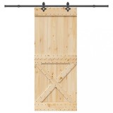 vidaXL Ușă glisantă cu set de feronerie 95x210 cm, lemn masiv de pin