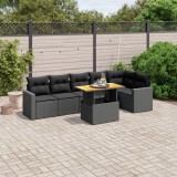 vidaXL Set canapele de grădină cu perne, 7 piese, negru, poliratan 3271321