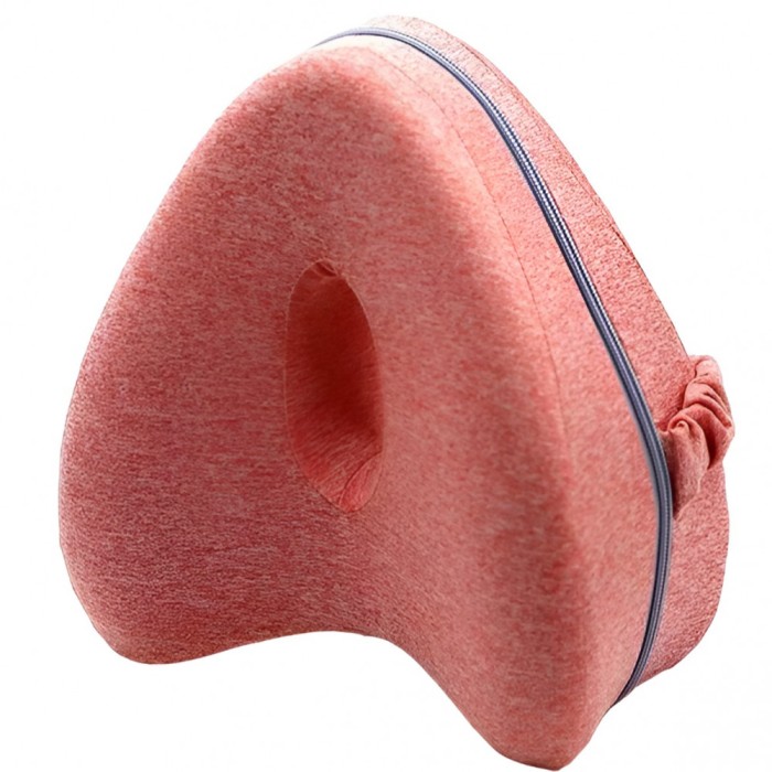 Perna ortopedica pentru picioare, flippy, multifunctionala, confortabil&Auml;, in forma de inima, spuma cu memorie, curea anti-cadere, 25x23x13 cm, roz