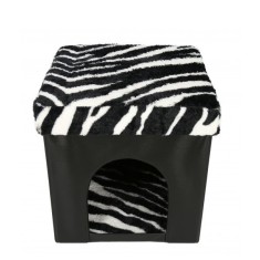 Taburet Cub Pliabil cu Adapost Vizuina Animale 38cm Grunberg TB77 Negru foto