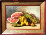 Cumpara ieftin F. Dezideriu-Natură statică, pictură, ramă deosebită, Natura statica, Ulei, Realism