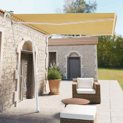 Copertină autonomă retractabilă automat galben&amp;amp;alb 300x250 cm foto