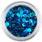 Confetti nail art - flori albastru turcoaz, hologramă