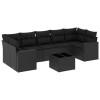 Set mobilier de gradina cu perne, 8 piese, negru, poliratan