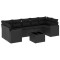 Set mobilier de gradina cu perne, 8 piese, negru, poliratan