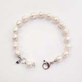Cumpara ieftin Brățară Perle Baroc Albe Argint 925 Rodiat, Ajustabilă 18-23cm, Boeme, Handmade Italy, Cadou Inclus