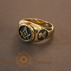 Inel cu simboluri masonice, latime 1.4 cm , Design impunator din gama Luxury Brazilia