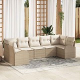 VidaXL Set de canapele pentru grădină 7 pcs Bej, alb Rattan poli