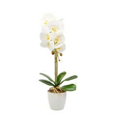 Decoratiune cu planta artificiala &ndash; Orhidee alba &ndash; 48 cm Best CarHome