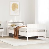 VidaXL Cadru de pat fără saltea, alb, 75x190 cm, lemn masiv de pin