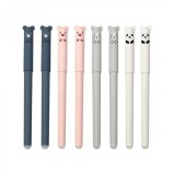 Set pix scrie-sterge, 8 bucati, modele cu animalute, grosime de scriere 0.35 mm - Pixuri pentru la scoala